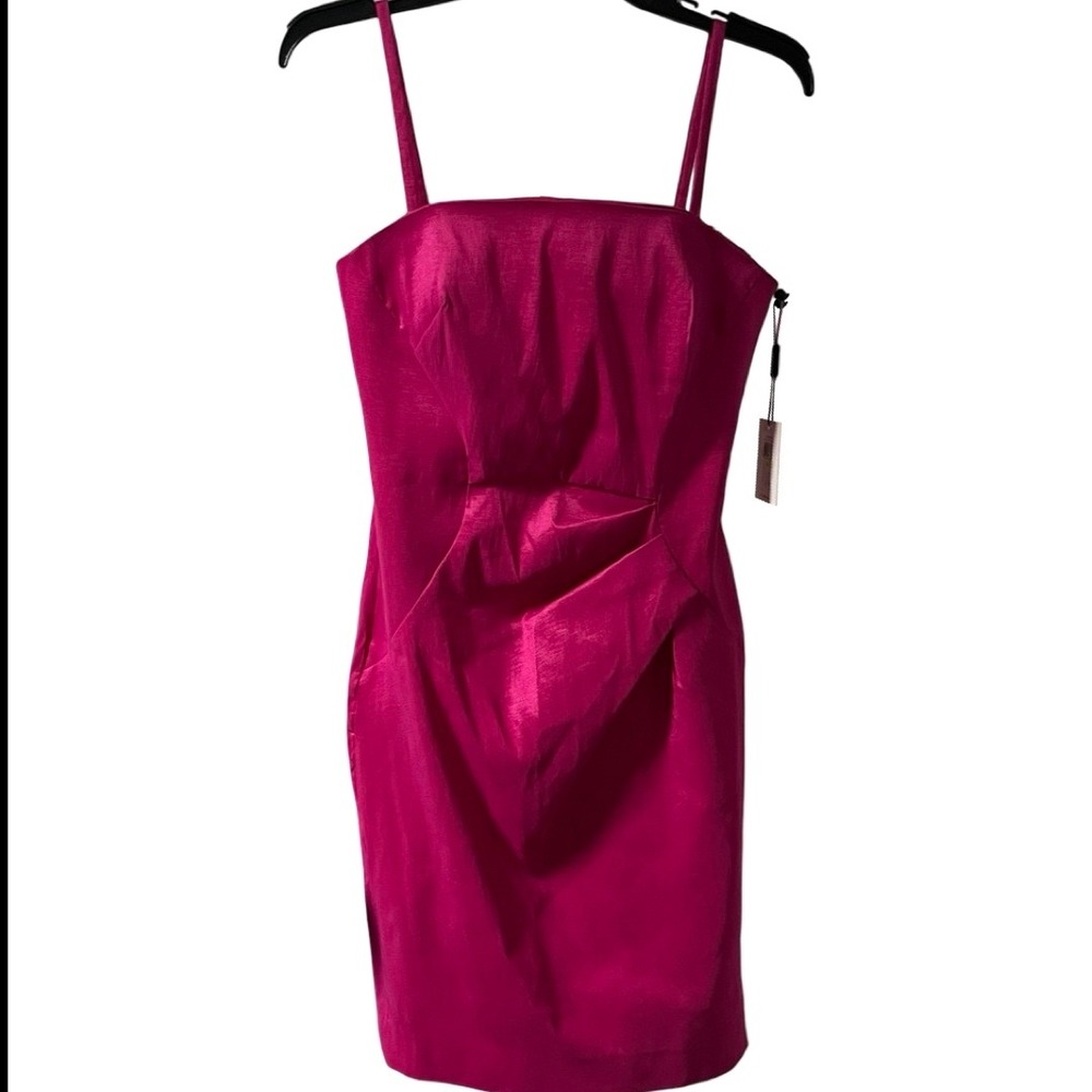 NWT Calvin Klein Fuchsia Pink Sheath Cocktail Dress‎ Removable Straps Size 4